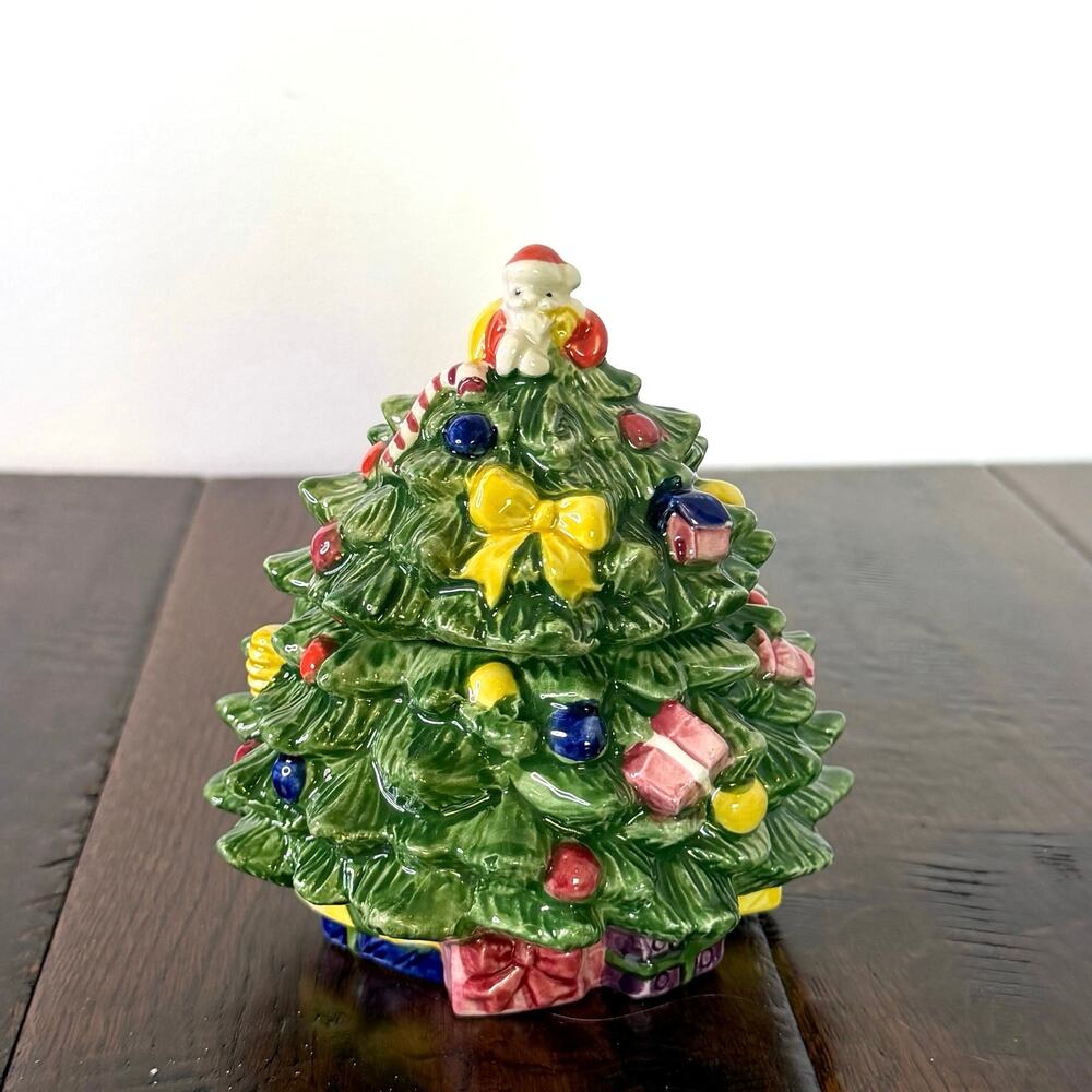 Vintage RCPC Christmas Tree Lidded Jar | Holiday Candy Dish | Christmas Kitchen